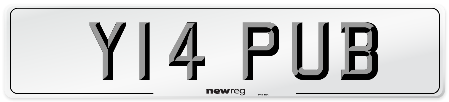 Y14 PUB Number Plate from New Reg